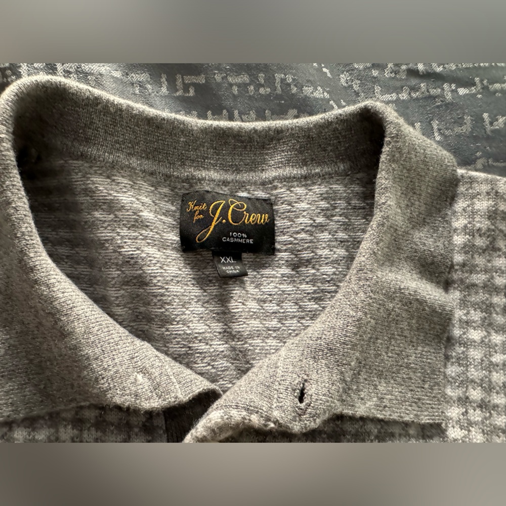 MENS JCREW HOUNDSTOOTH CASHMERE SWEATER XXL